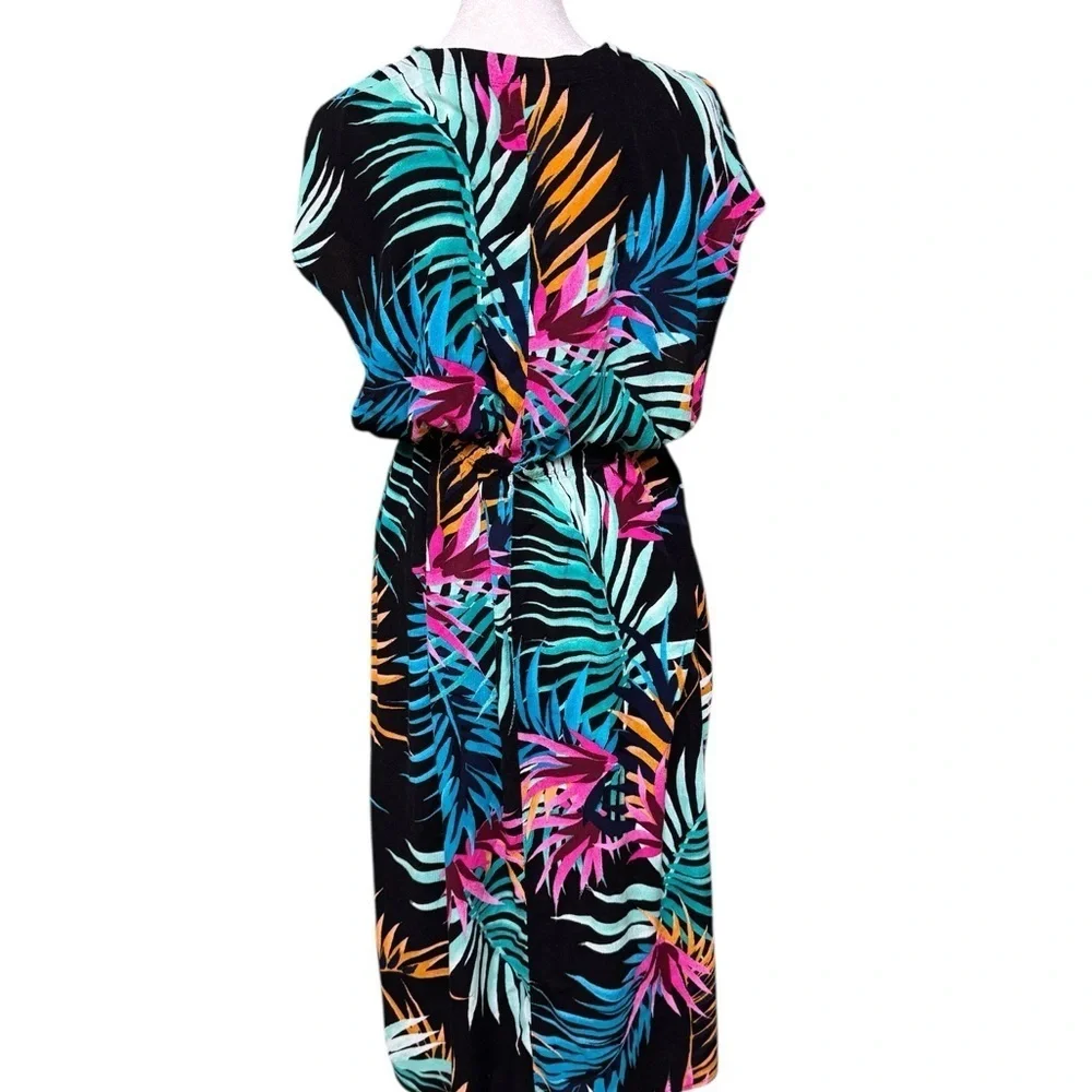 Kona Sol Tropical Palm Leaf Cover-Up Dress S/M – Vibrant Resort Beachwear